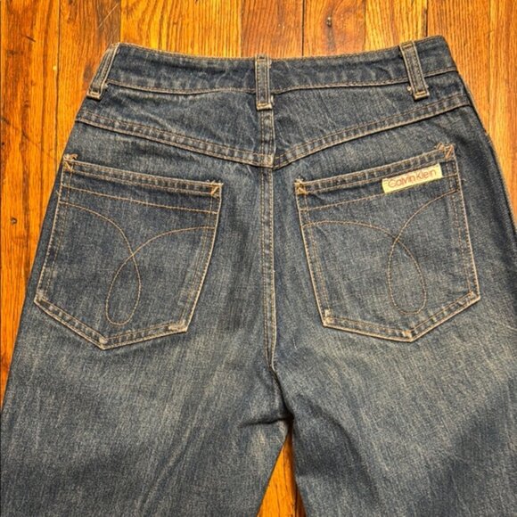 CALVIN KLEIN VTG Women's Blue Jeans High Rise‎ Straight Leg Frayed Hem Size 30 - Picture 3 of 13